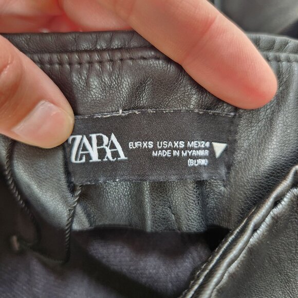 NWOT Zara Faux Leather Black High Waisted Leggings Pants Women's XS - Picture 8 of 10